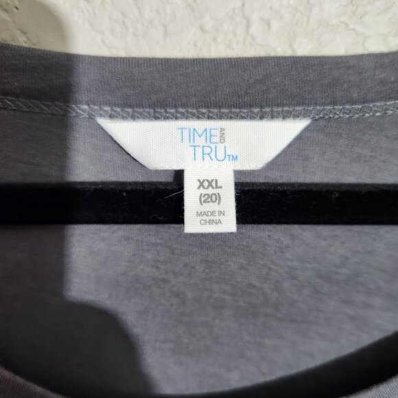 Womens Gray Tiered Midi Dress XXL Time And Tru Casual Relaxed Fit Short Sleeve - Picture 2 of 10